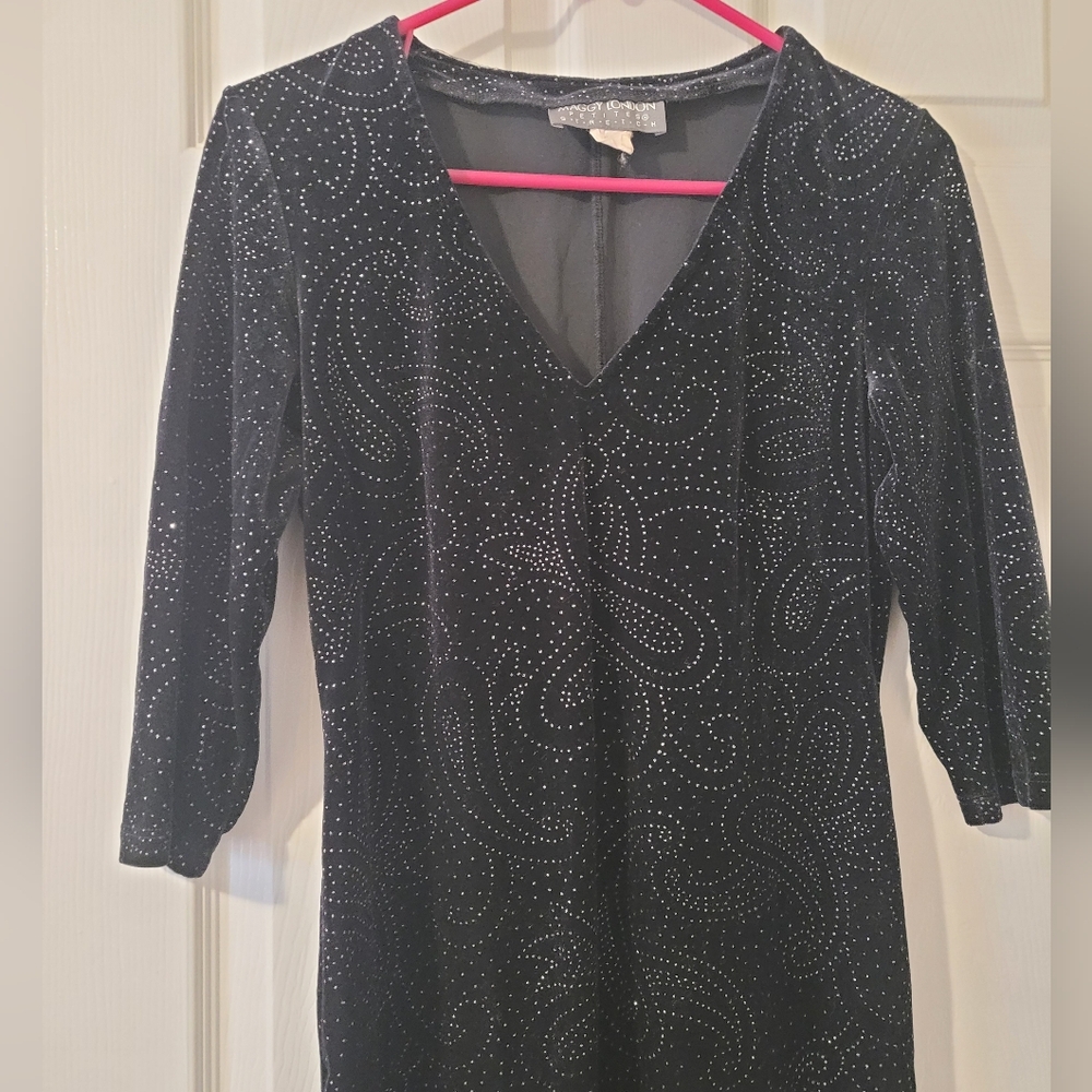 Maggy London Petite Black Sparkle Dress